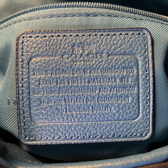 Coach Edie 31 36465 Blue Pebble Leather Embossed Horse & Carriage Shoulder Bag - Picture 5 of 16